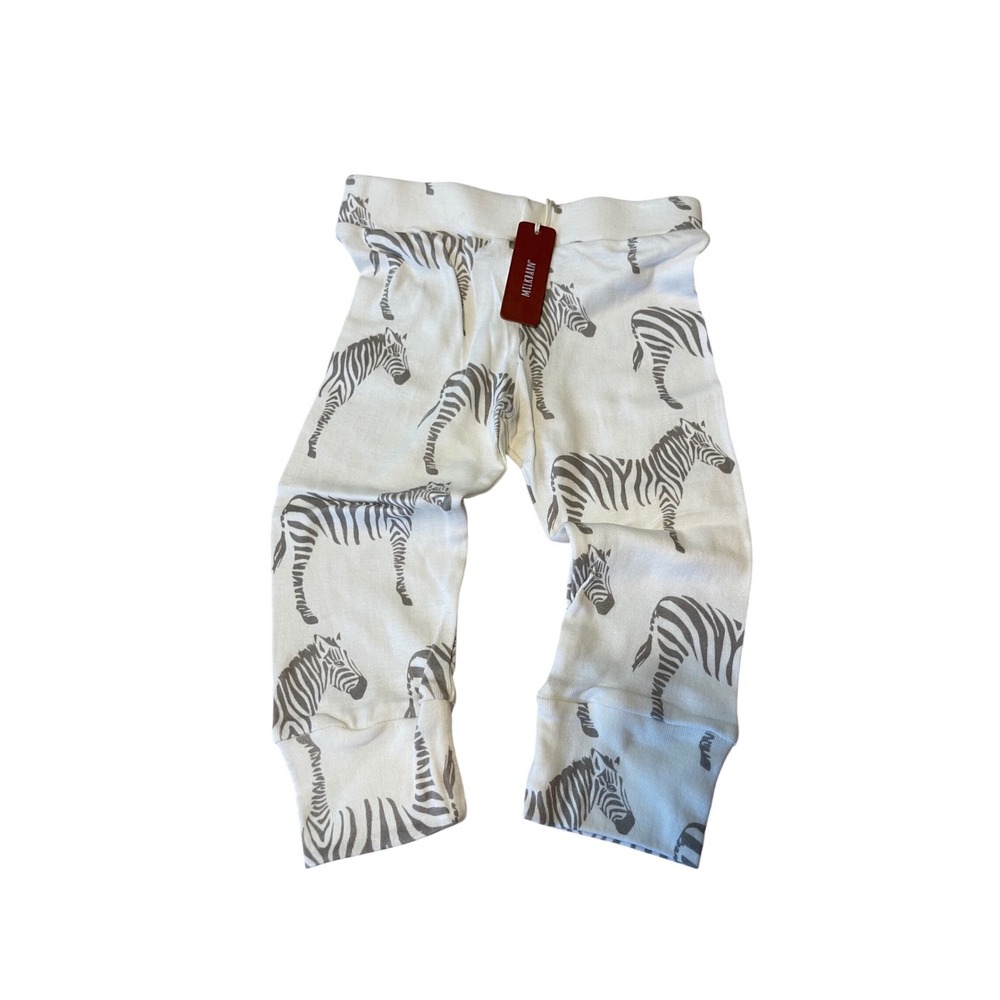 Milkbarn Grey Zebra Organic Cotton Baby Leggings 12-18 Months NWT I04